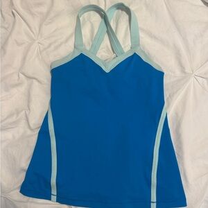 Lululemon vintage dual striped blue tank with teal accents